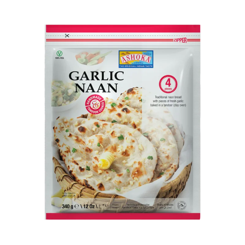 Ashoka Ashoka Frozen Garlic Naan 340gm (4 pc) 